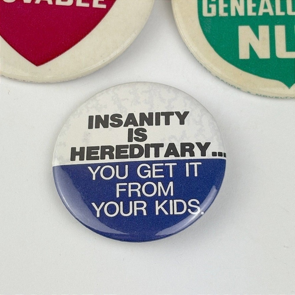 Vintage Buttons Genealogy Themed Novelty Buttons Pins Lot of 3 - Picture 4 of 7